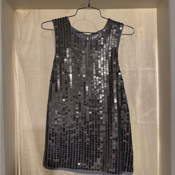 ASOS NWT Gunmetal Blue Sequin Embellished Top - Picture 1 of 7